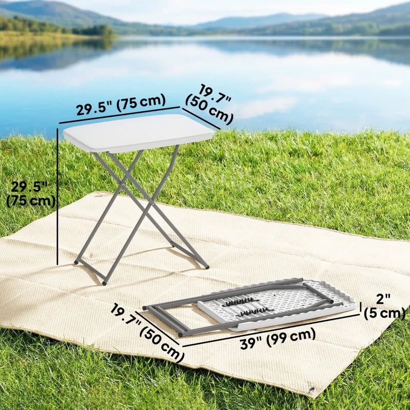 Folding Picnic Table 5-Level Height Adjustment, Portable Camping Table for Outdoor Indoor Use 30" x 20", White
