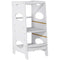 HOMCOM Adjustable Toddler Kitchen Step Stool with Safety Rail in Grey - Perfect for Little Helpers