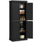 HOMCOM Black Modern Pantry Cabinet: Freestanding 4-Door Kitchen Storage Organizer with 6-Tier and 4 Adjustable Shelves