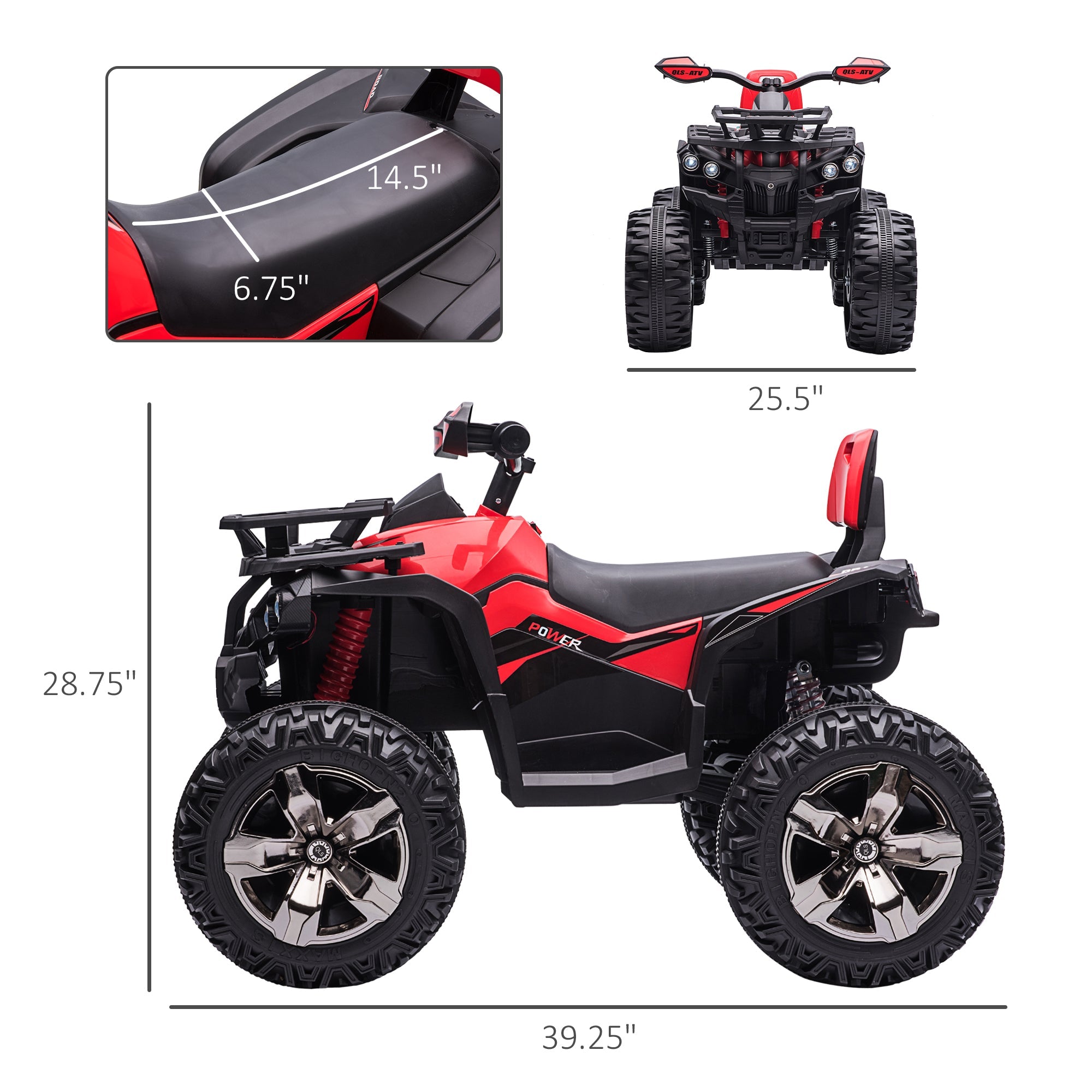 Aosom 12V Kids 4-Wheeler ATV: MP3, Headlights, Battery Powered, Red 