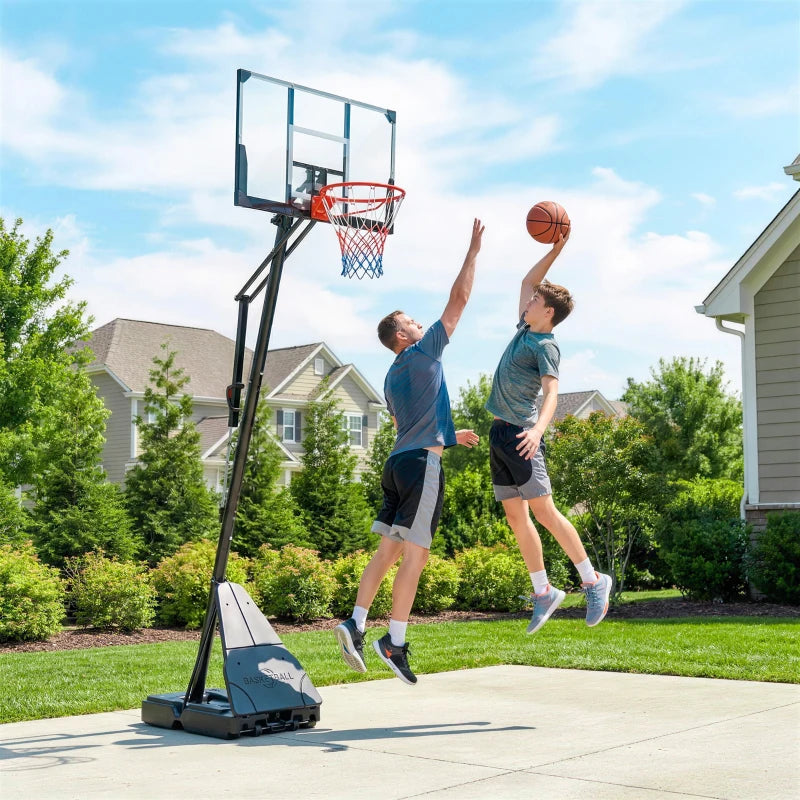 Soozier Portable Basketball Hoop Height Adjustable 8-10 Ft with 47" Shatterproof Backboard, Shock Absorbent Rim, Fillable Base