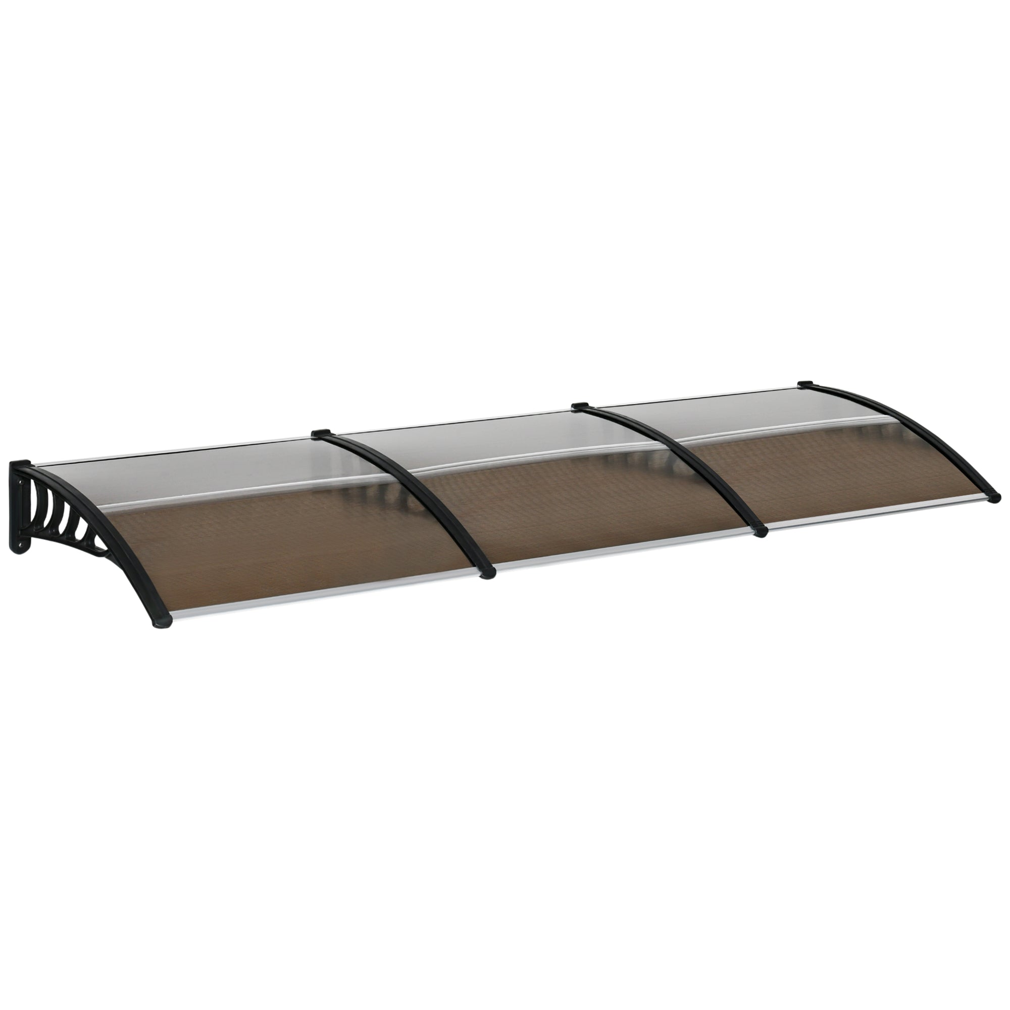 Outsunny UV Protection Awning: 119.3"x37.8" Polycarbonate Front Door Patio Shade Canopy for Outdoor Coverage, Brown 