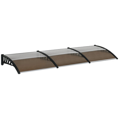 Outsunny UV Protection Awning: 119.3"x37.8" Polycarbonate Front Door Patio Shade Canopy for Outdoor Coverage, Brown 
