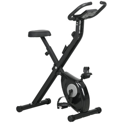 Soozier Foldable Exercise Bike Indoor Stationary Bike w/ 8-Level Magnetic Resistance LCD Screen Phone Holder for Home Gym Black 