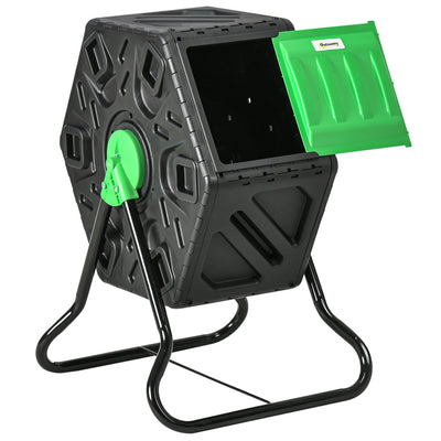 Outsunny Rotating Composter, Compost Bin with 48 Vents and Steel Legs, 17 Gallon 