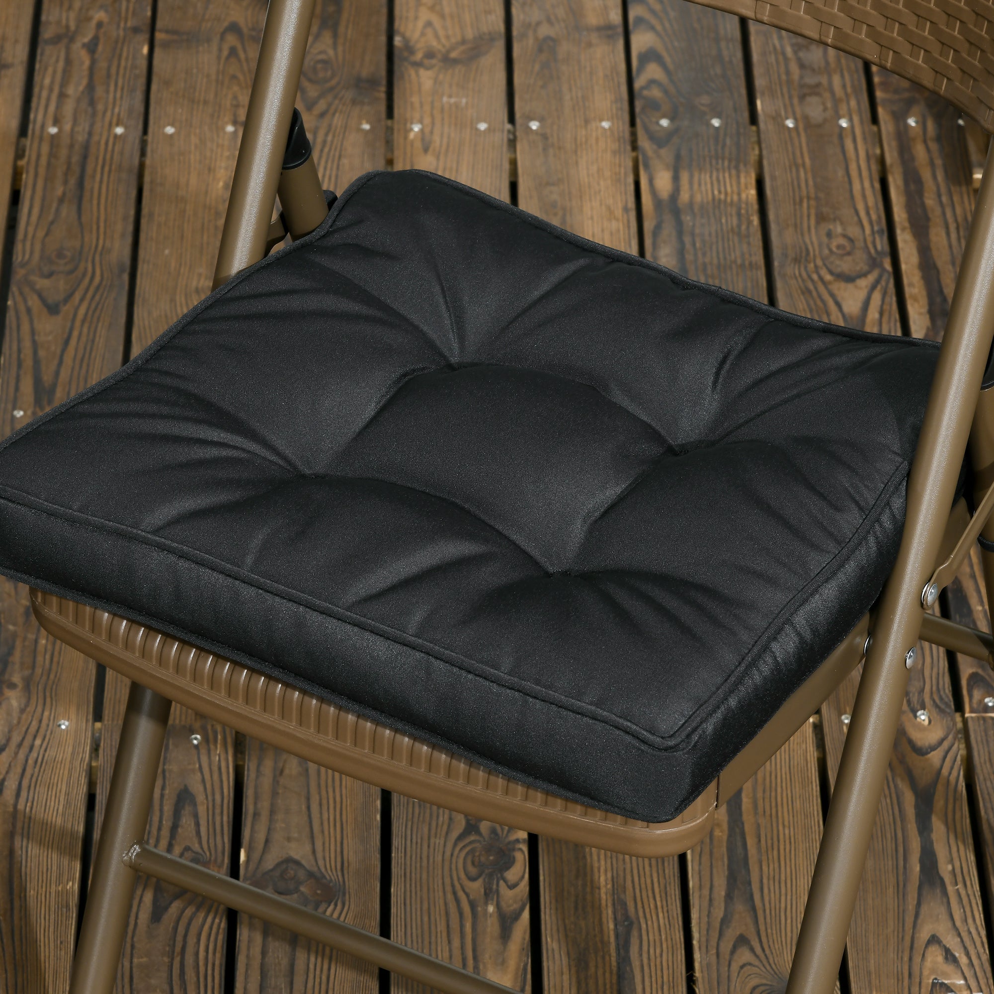 Outsunny 4-Piece Replacement Cushions for Rattan Furniture Outdoor Patio Seat Pad Set Black 