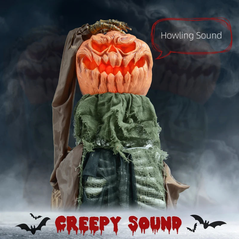 HOMCOM 6.4' Life-Size Winged Grim Reaper – Animated Halloween Decoration, Light-Up Eyes 