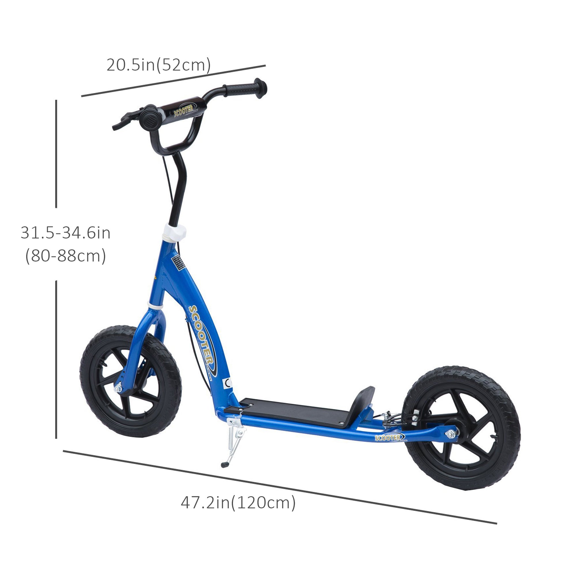 HOMCOM Kids Scooter Street Bike with 12 Tire for Ages 5+ Ride on Toy Blue 