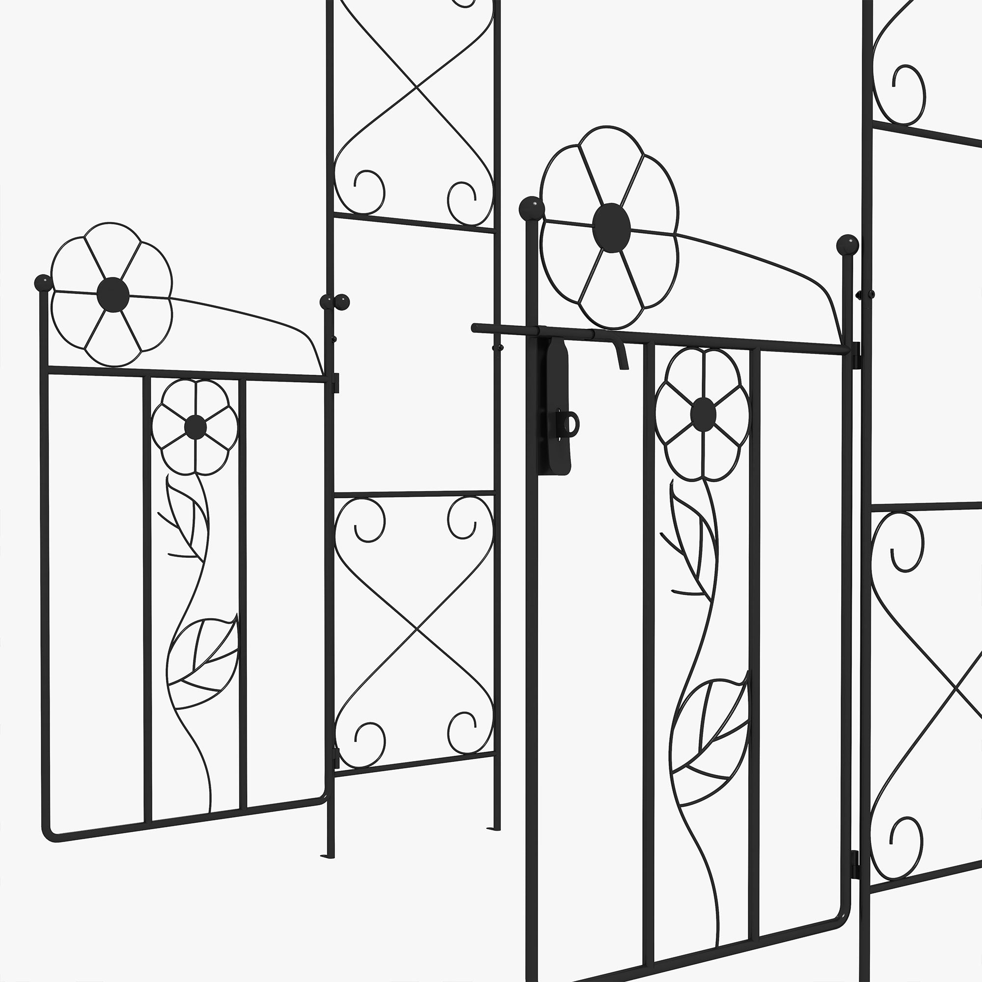 Outsunny 7.5FT Metal Double Gate Garden Arch Trellis for Climbing Vines Outdoor Wedding Decoration Black 