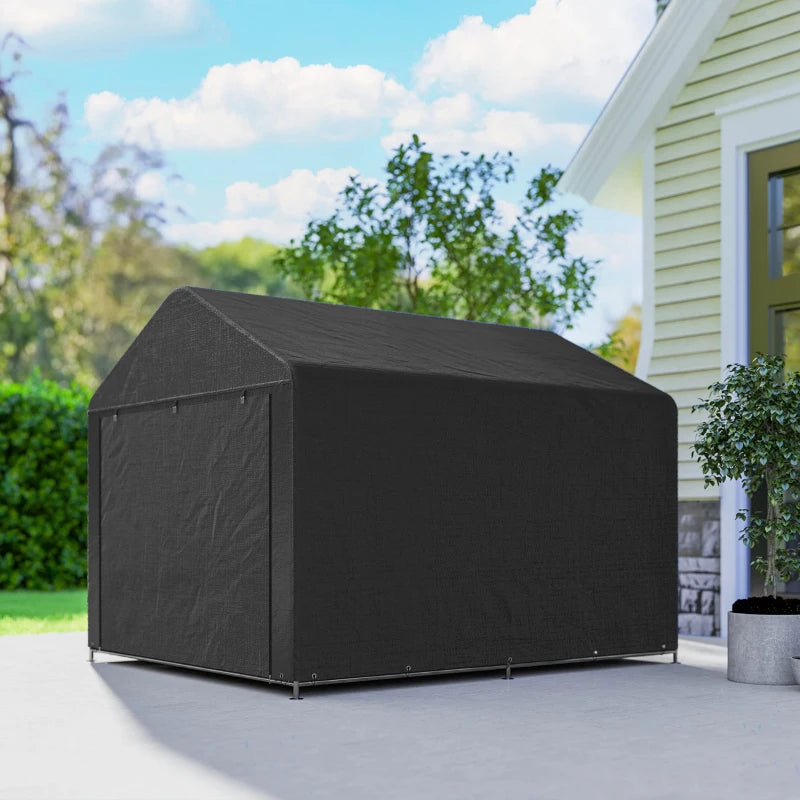 6.6' x 7.8' Portable Shed, Waterproof Bike Tent with Roll-up Zipper Door and Reinforced Galvanised Steel Frame, Black