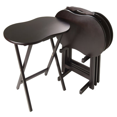 5-Piece TV Table Set in Espresso Finish with Peanut Shape Top - Free Shipping 