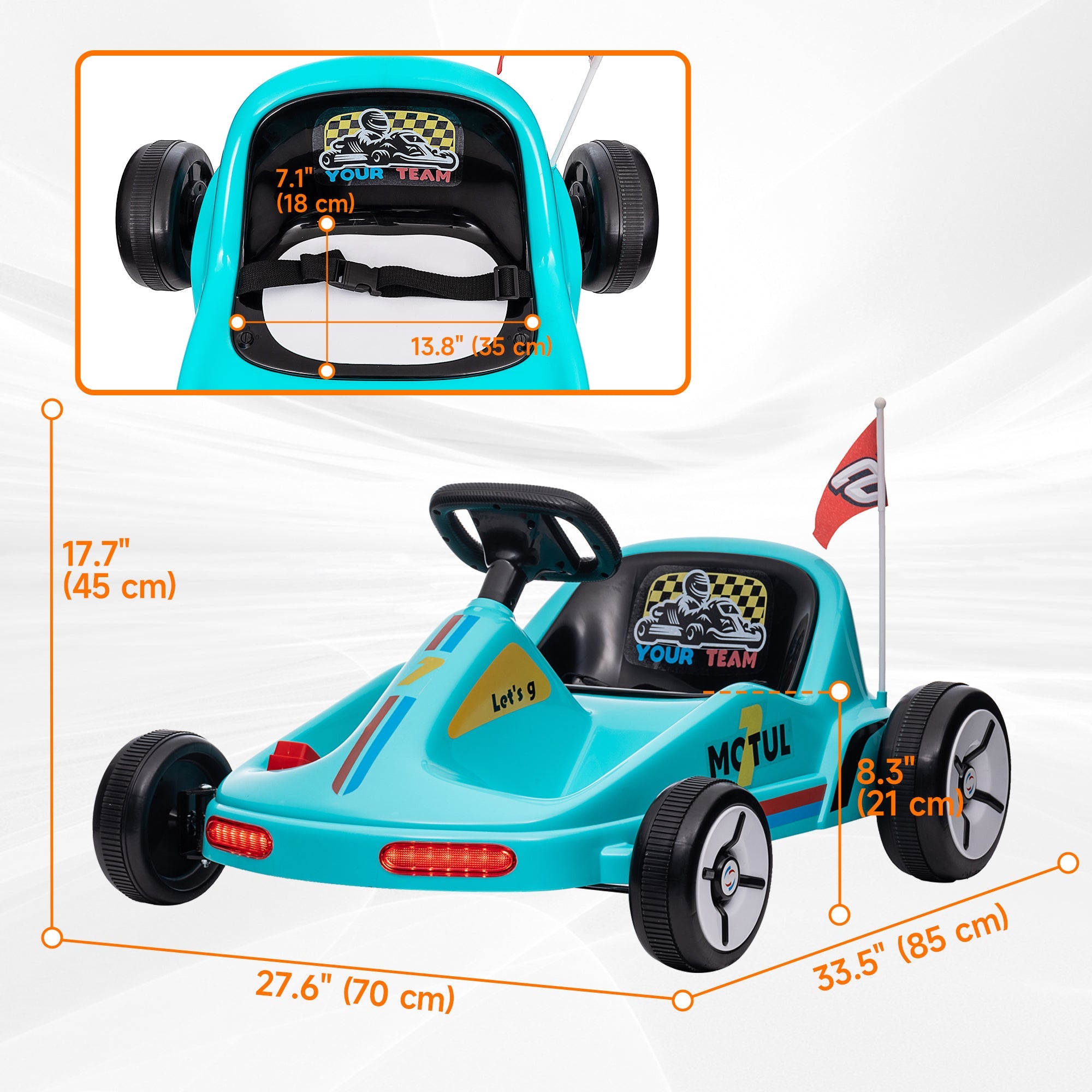 Qaba 6V Electric Go Kart for Aged 3-5 Kids with Music, Light, Horn, Blue 