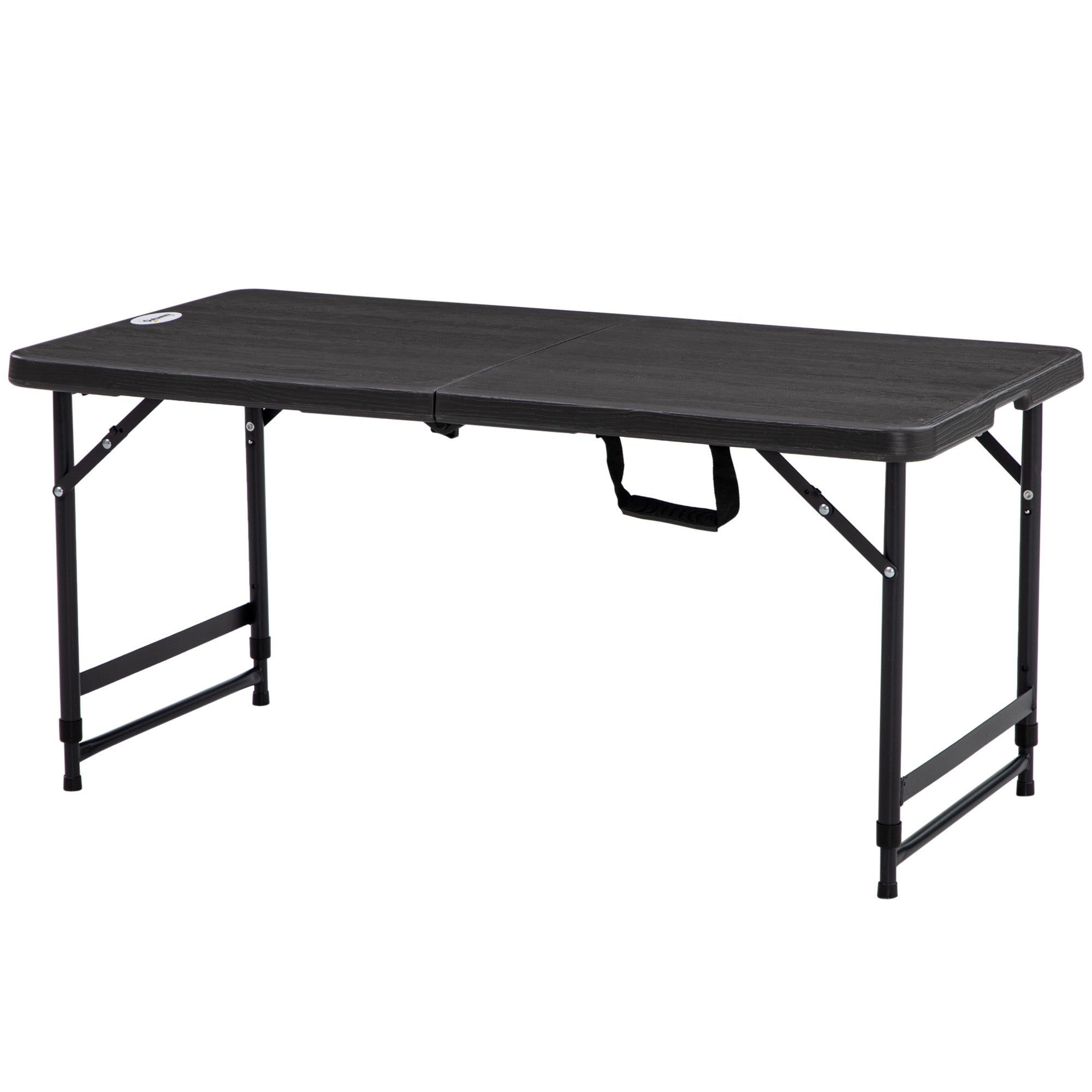 Outsunny Foldable Patio Dining Table for 4, Height Adjustable Outdoor Table for Garden Lawn Backyard, Dark Grey 
