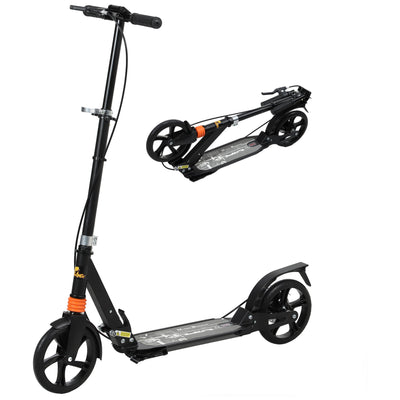 Qaba Foldable Kids Scooter with 4 Adjustable Height, Double Brake, Shock Absorption for Ages 6-12, Black 