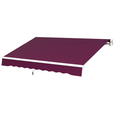 Outsunny 10' x 8' Manual Retractable Awning with LED Lights, Aluminum Frame Sun Canopies for Patio Door Window, Wine Red 