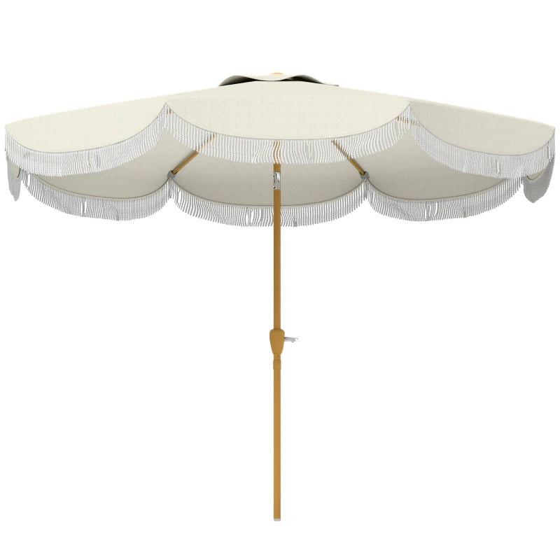 9FT Patio Umbrella Parasol, UPF 30+ Outdoor Market Umbrella with Crank, 8 Ribs, Push Button Tilt, Cream White