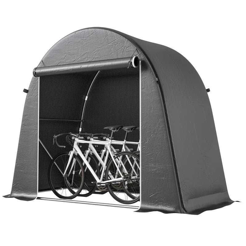 8' x 4' Portable Shed, Waterproof Bike Tent with Roll-up Zipper Door and Galvanised Metal Frame for Bike, Garden Tools
