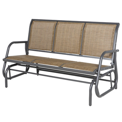 Outsunny 3-Seat Outdoor Glider Chair, Patio Rocking Chair, Steel Frame, Sling Fabric Seat for Garden, Backyard, Lawn, Brown 