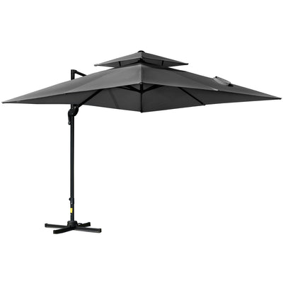 Outsunny 10'x10' Patio Umbrella Outdoor Square Cantilever Offset Umbrella Aluminum with 360° Rotation, Charcoal Grey 