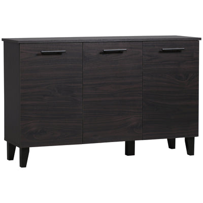 HOMCOM Elegant Dining Storage: Sideboard Buffet Cabinet with Adjustable Shelf, 3 Doors for Kitchen, Dark Walnut Finish 