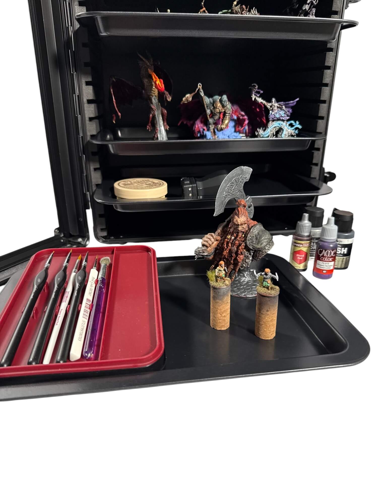 Aluminum Miniatures Display Case with 5 Magnetic Trays 