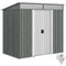 6.5x4FT Galvanised Metal Shed with Foundation Kit, Lockable Garden Tool Storage House with Sliding Doors, Vents, Grey