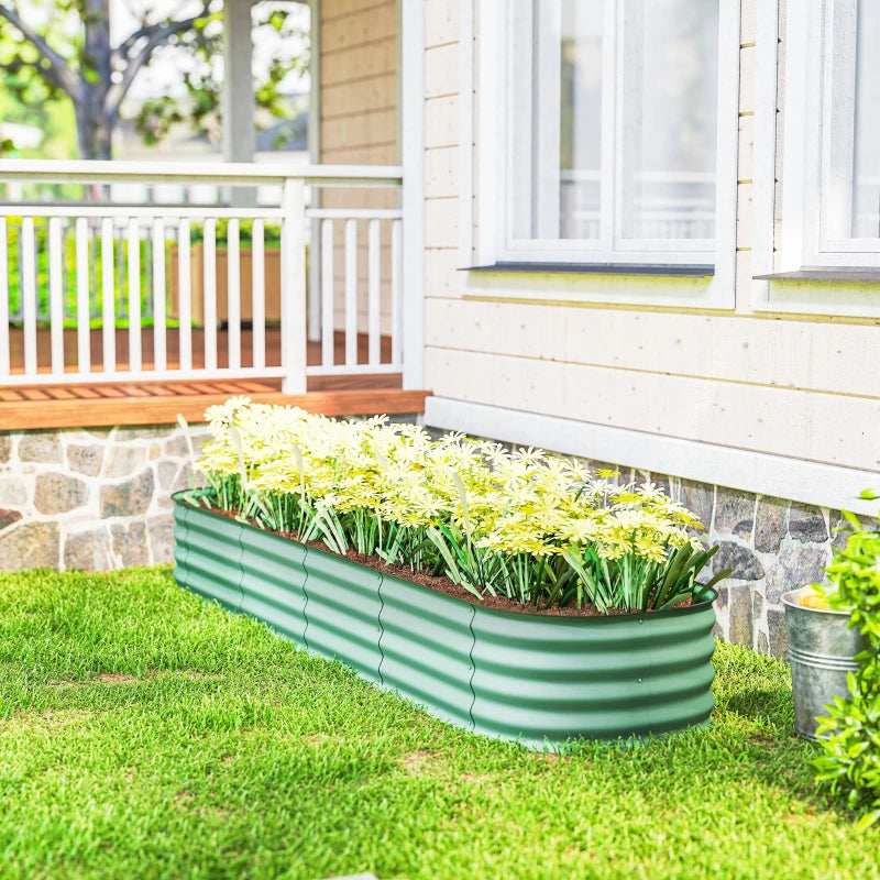 7.9 x 2 x 1ft Galvanized Raised Garden Bed Kit, Metal Planter Box with Safety Edging, Green