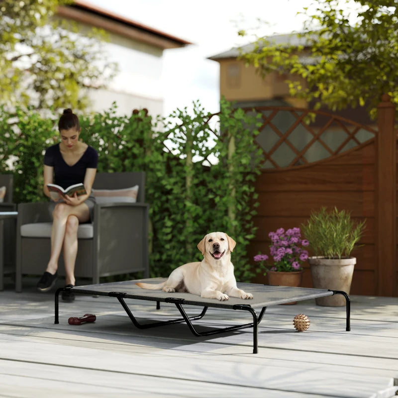 Elevated Dog Bed, Outdoor Dog Cot, Raised Dog Bed for Large Dogs with Breathable Mesh, Grey