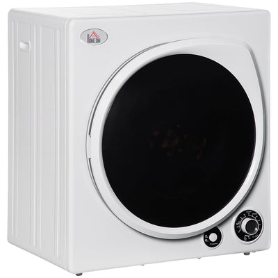 HOMCOM Compact Laundry Dryer, 1350W 13lbs Portable Dryer with 5 Drying Modes,Stainless Steel Tub for Apartment, Home, Dorm, White 