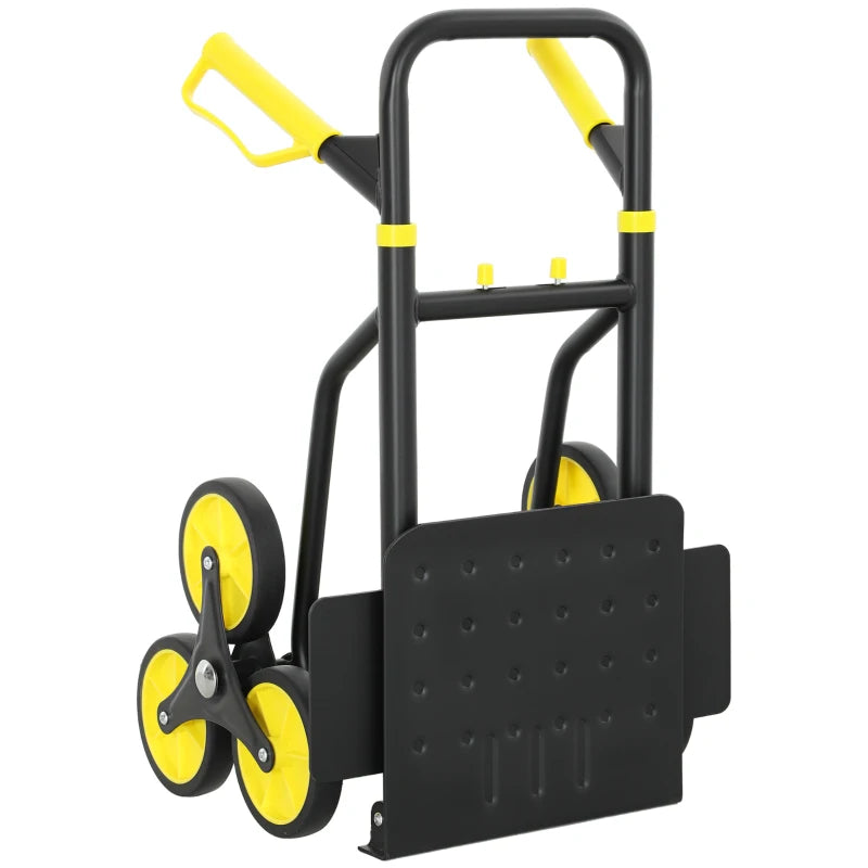 6-Wheels Stair Climber Trolley Cart, Hand Truck and Dolly, Foldable Steel Load Cart, 264lbs Capacity, Yellow