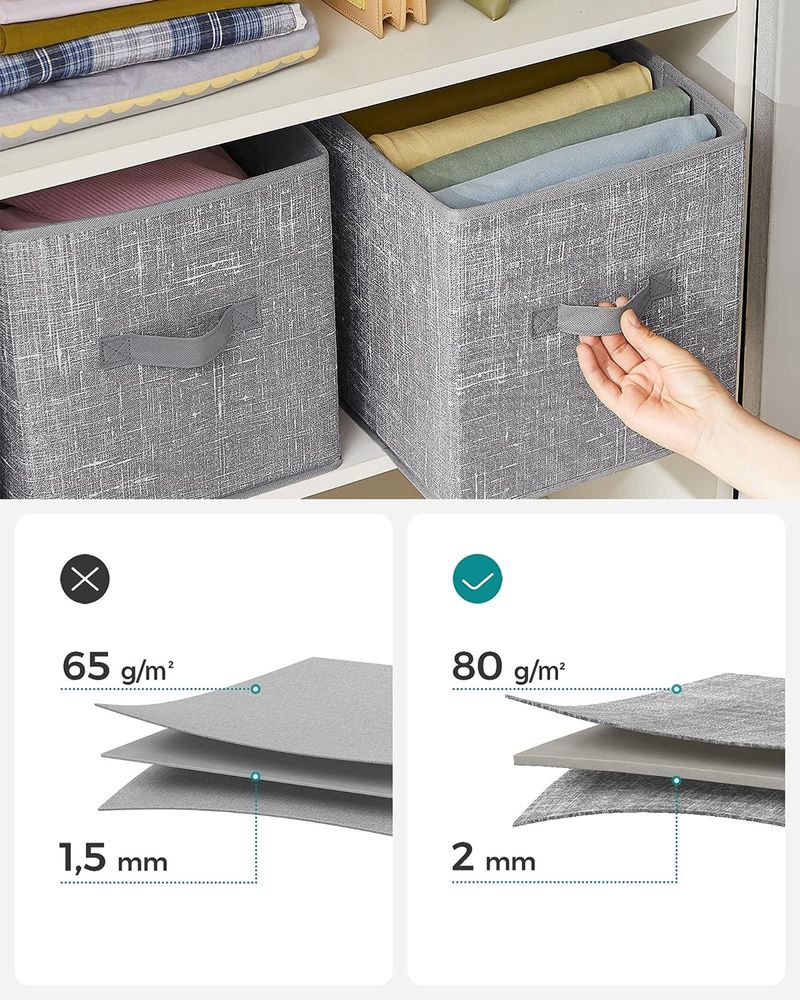 SONGMICS Non-Woven Fabric Storage Cubes with Double Handles 