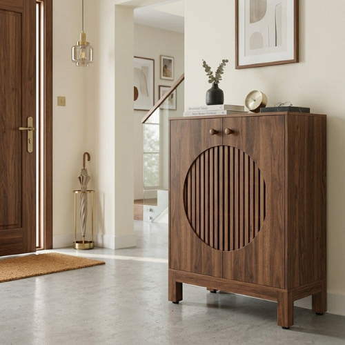 Farmhouse Wooden Sideboard Cabinet, Buffet Storage Unit with Flexible Shelving