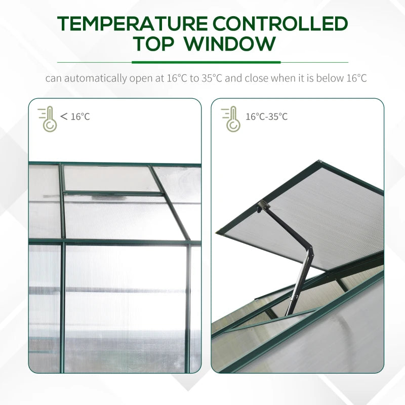 Outsunny 8.2' x 6.2' Greenhouse Aluminum Frame with Temperature Controlled Window 