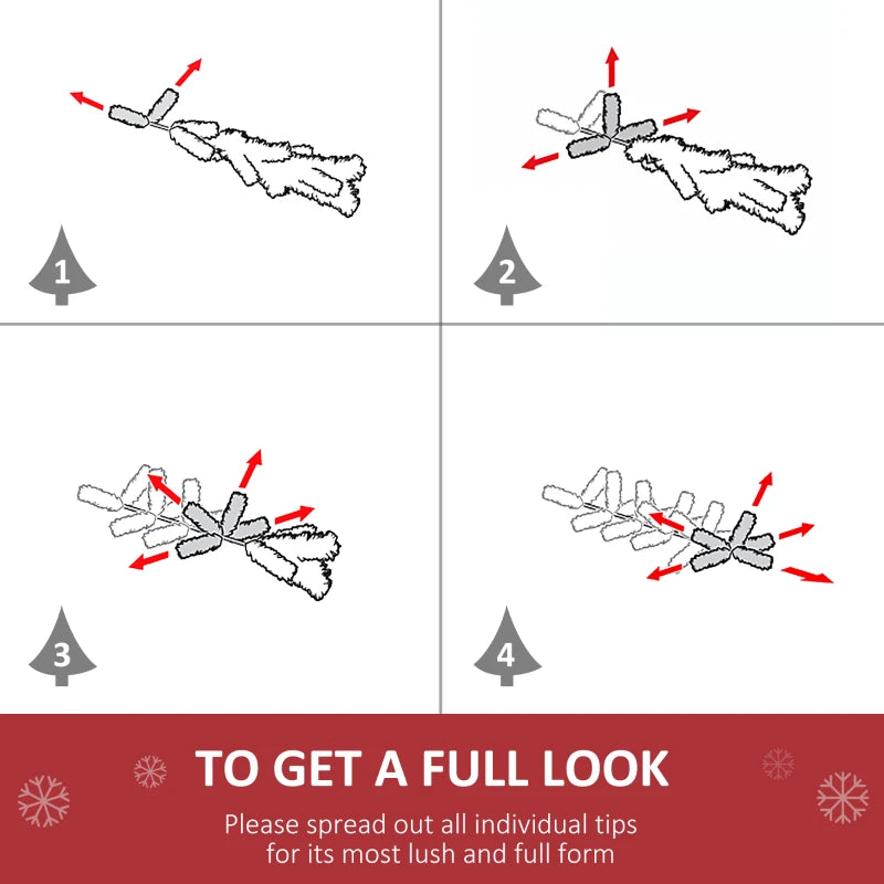 HOMCOM 6ft Christmas Tree Unlit Artificial Spruce Full Tree with Solid Metal Stand 