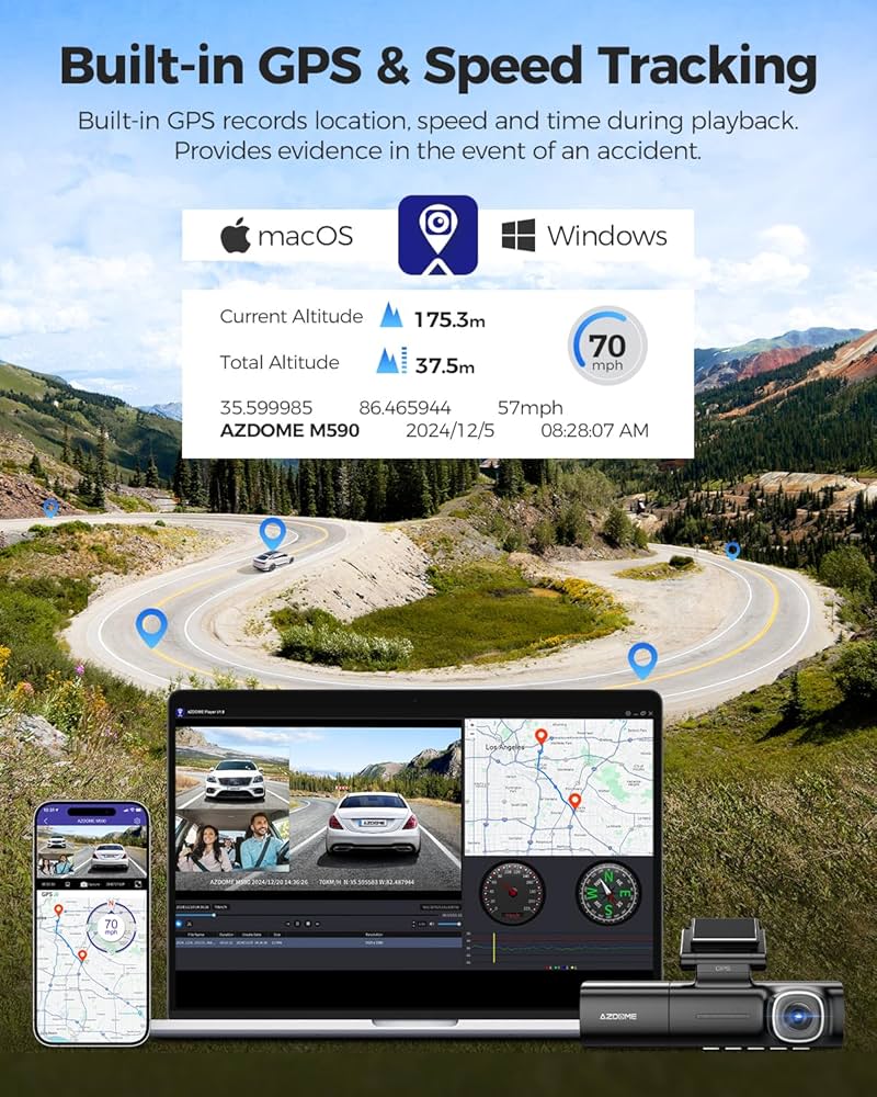 AZDOME M590 3 Channel Dash Cam 