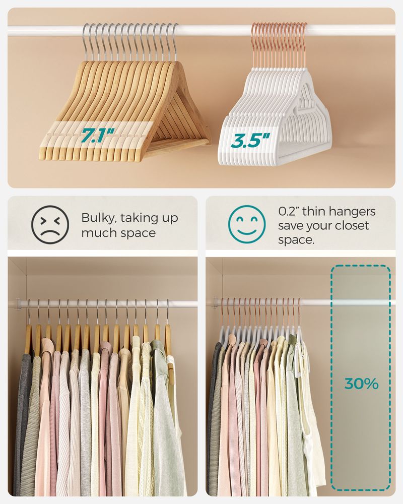 SONGMICS Clothes Hanger with Rose Gold Swivel Hook 