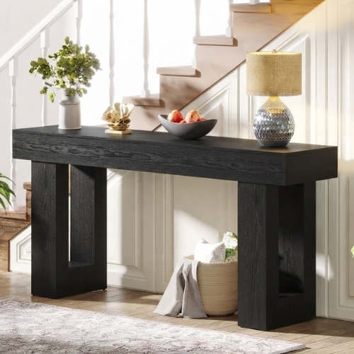 63-Inch Console Table, Farmhouse Wooden Sofa Table with Rustic Finish, Entryway Hallway Table