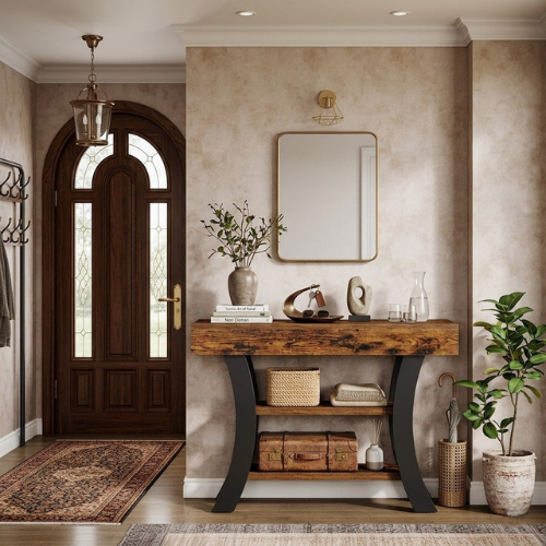 41" Console Table with Storage Shelves, Modern Sofa Entryway Table
