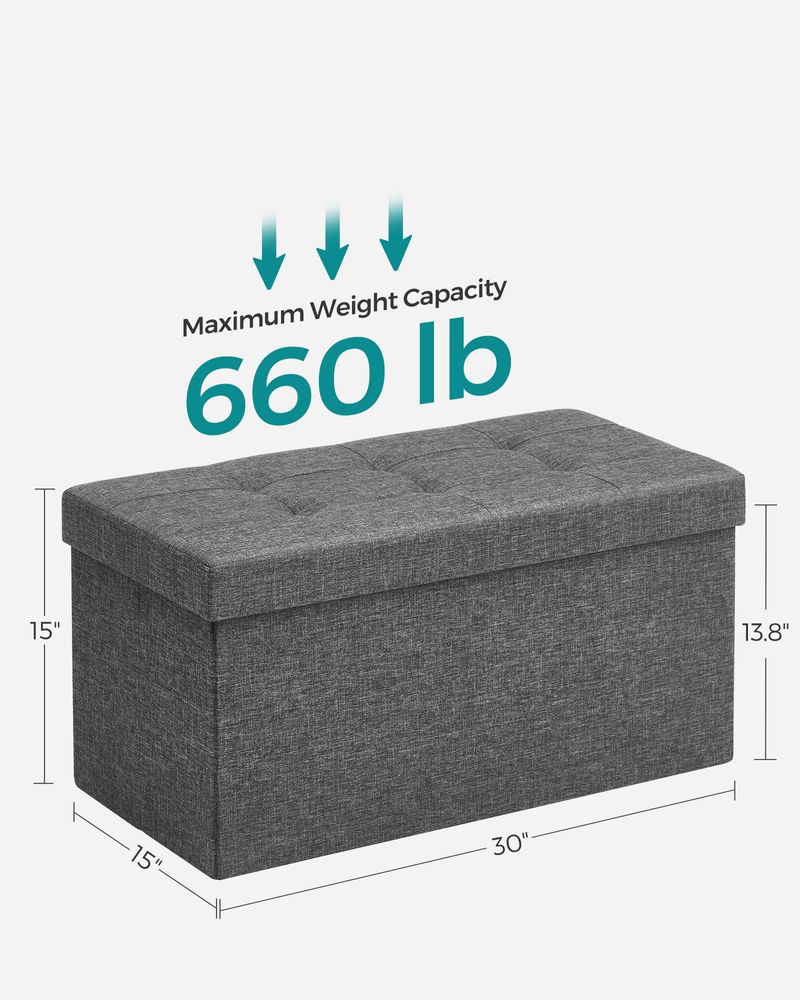 SONGMICS 30 Inches Folding Storage Ottoman Bench 