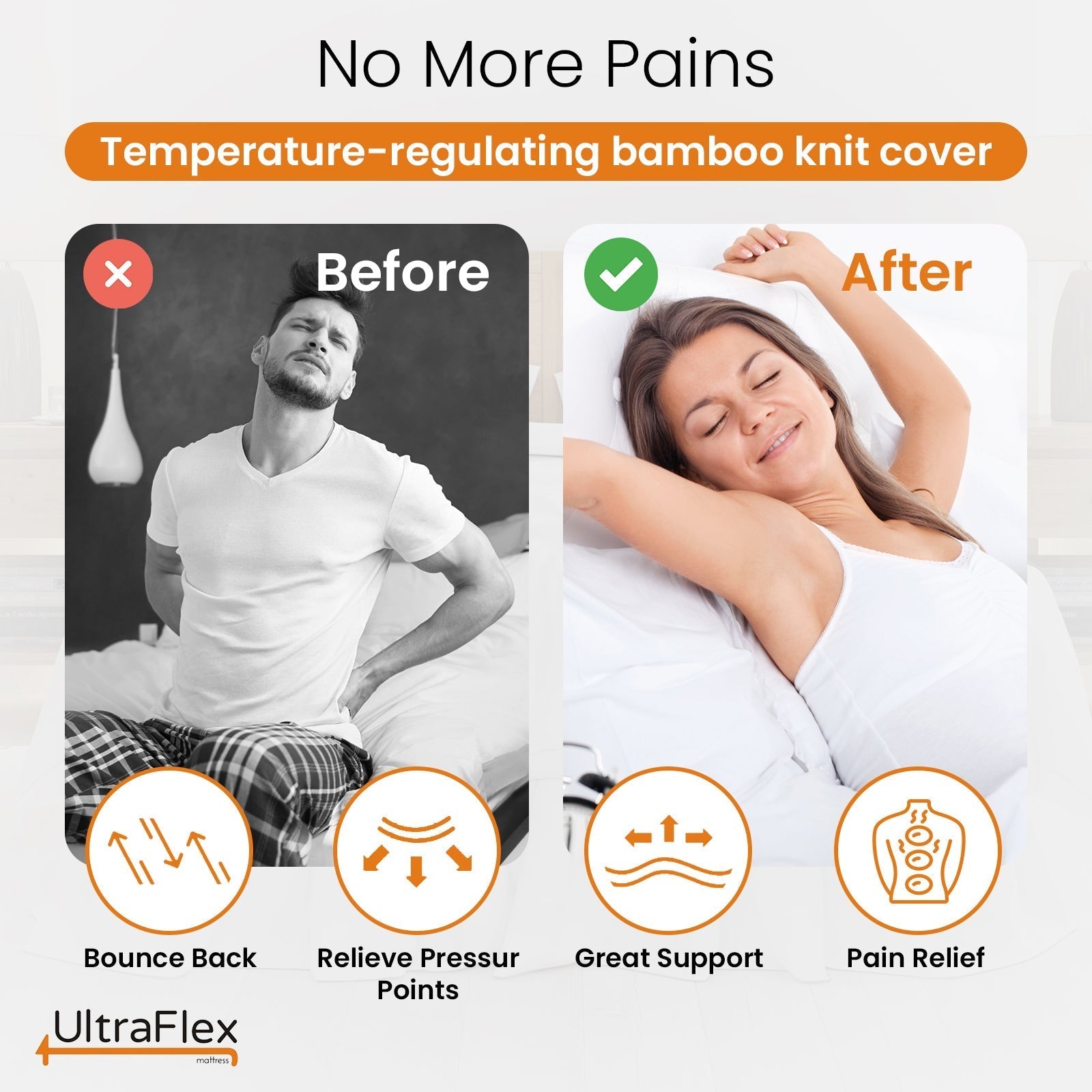 UltraFlex SleepTight – Canadian Made- Gel Memory Foam Mattress | CertiPUR-US® Certified, Cooling, Pressure Relief, Medium Firm, Fiberglass-Free, Bamboo Cover | Ideal for Bunk Beds, RVs & All Frames | Spinal Support & Motion Isolation 