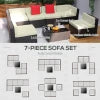 Outsunny 7 Pieces Patio Sofa Outdoor Wicker Sectional Patio Furniture, Dark Brown & Beige