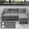 HOMCOM L-shaped Sofa, Chaise Lounge, Furniture, 3 Seater Couch with Switchable Ottoman, Corner Sofa with Thick Padded Cushion for Living Room, Office, Light Grey