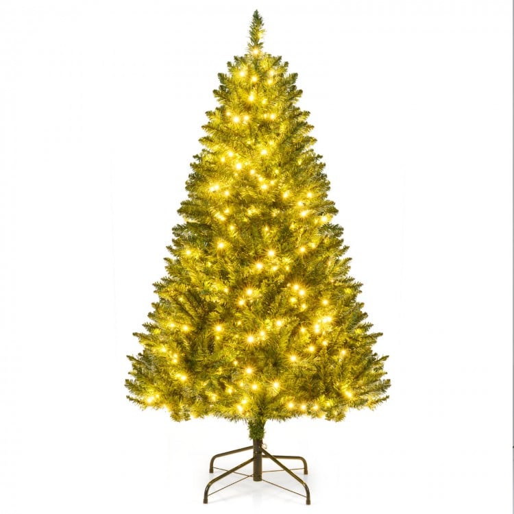 5 Feet Artificial Christmas Tree Hinged Xmas Tree with 7 Lighting Modes