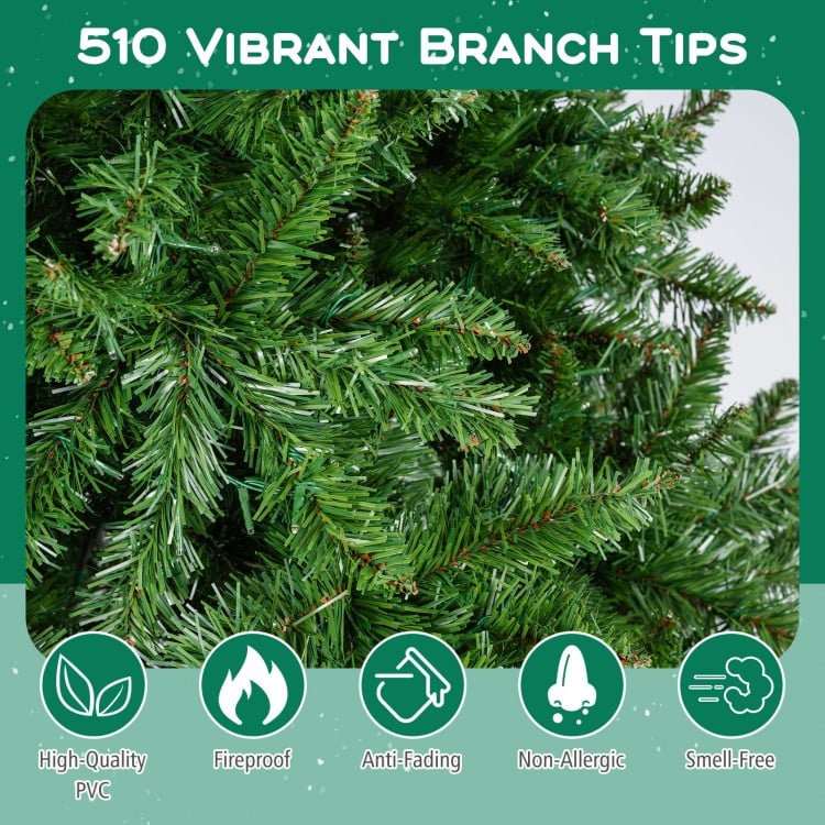 5 Feet Artificial Christmas Tree Hinged Xmas Tree with 7 Lighting Modes
