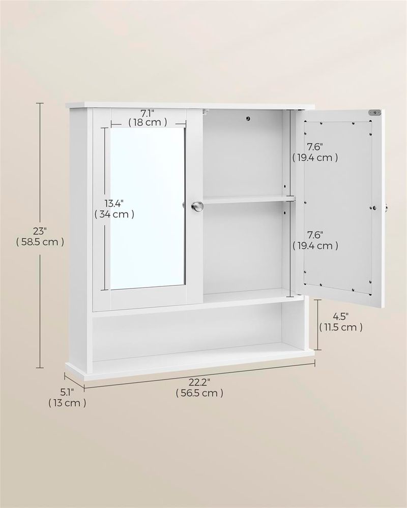 VASAGLE Bathroom Cabinet with Mirror 