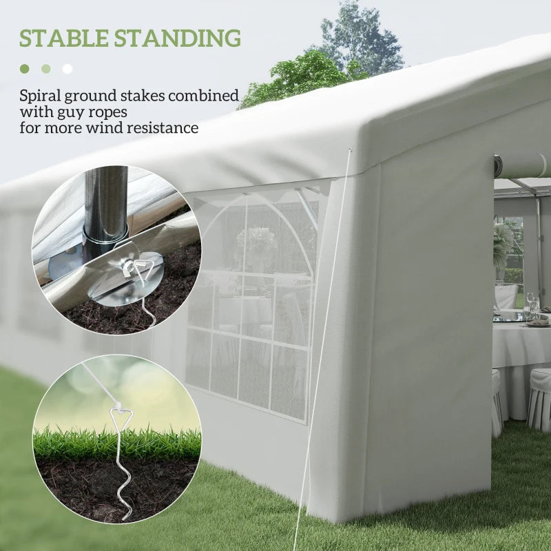 Outsunny 40' x 20' Large Outdoor Party Event Tent Patio Gazebo Canopy with Removable Sidewall, White