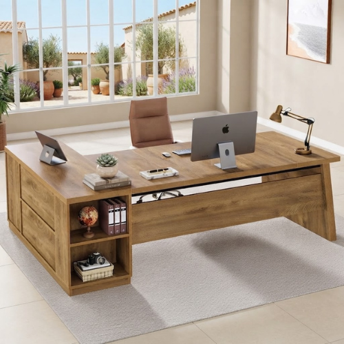 78" L-Shaped Executive Desk, Large Corner Computer Desk for Home Office