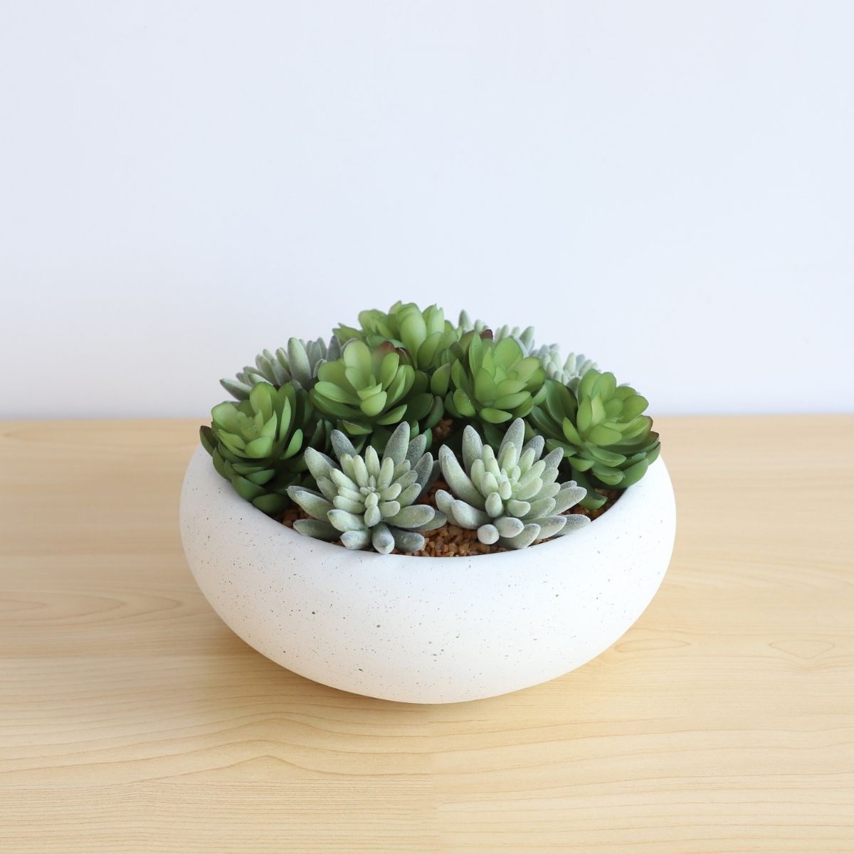 Zed Faux Succulent Arrangement in Low White Pot 7.1" 