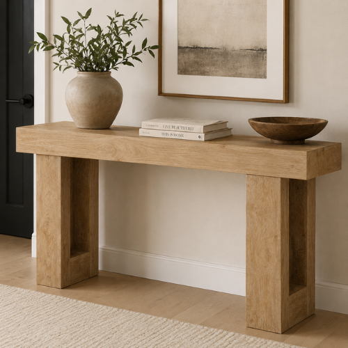 63-Inch Farmhouse Console Table, Wooden Sofa Table for Entryway and Hallway