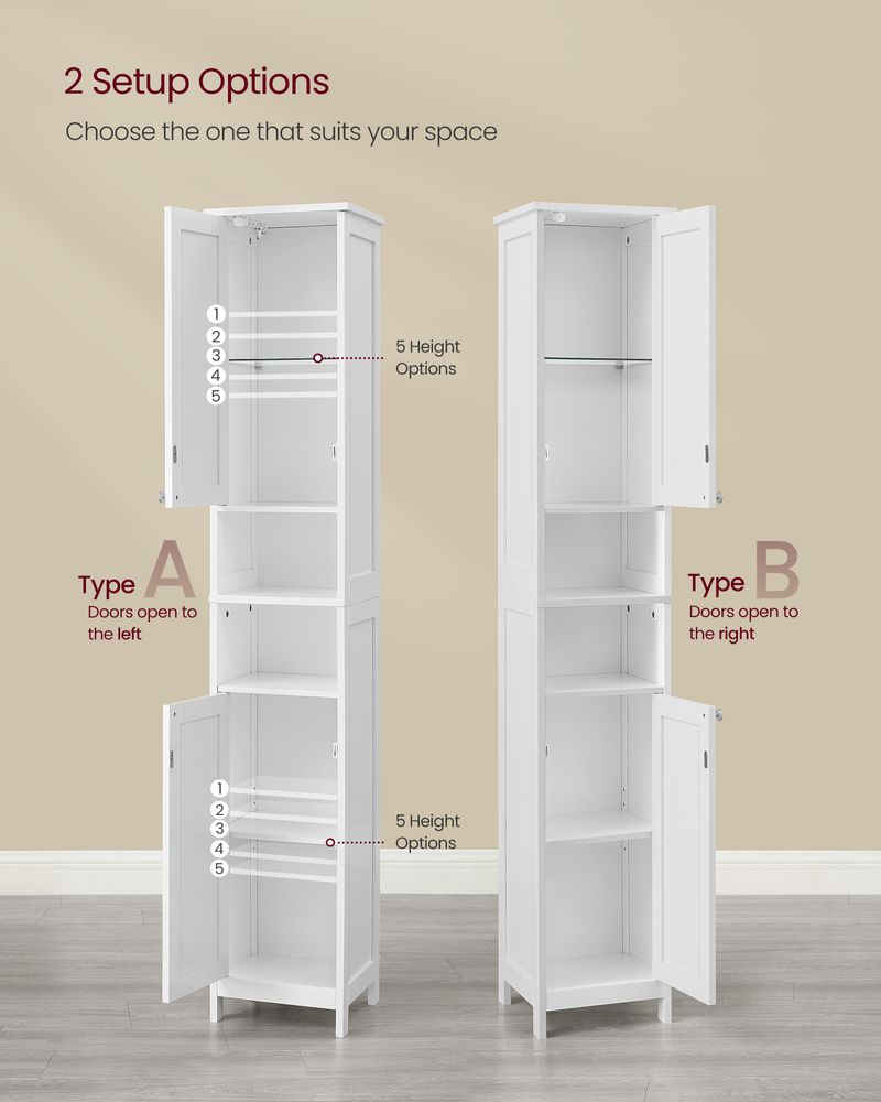 VASAGLE Tall Bathroom Cabinet with Lights 